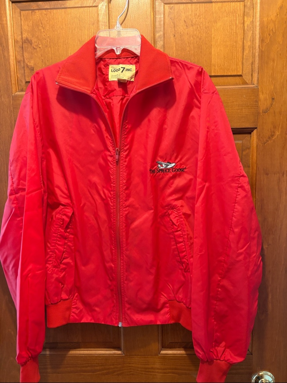 Spruce Goose Bright Red Zip-Front Nylon Jacket